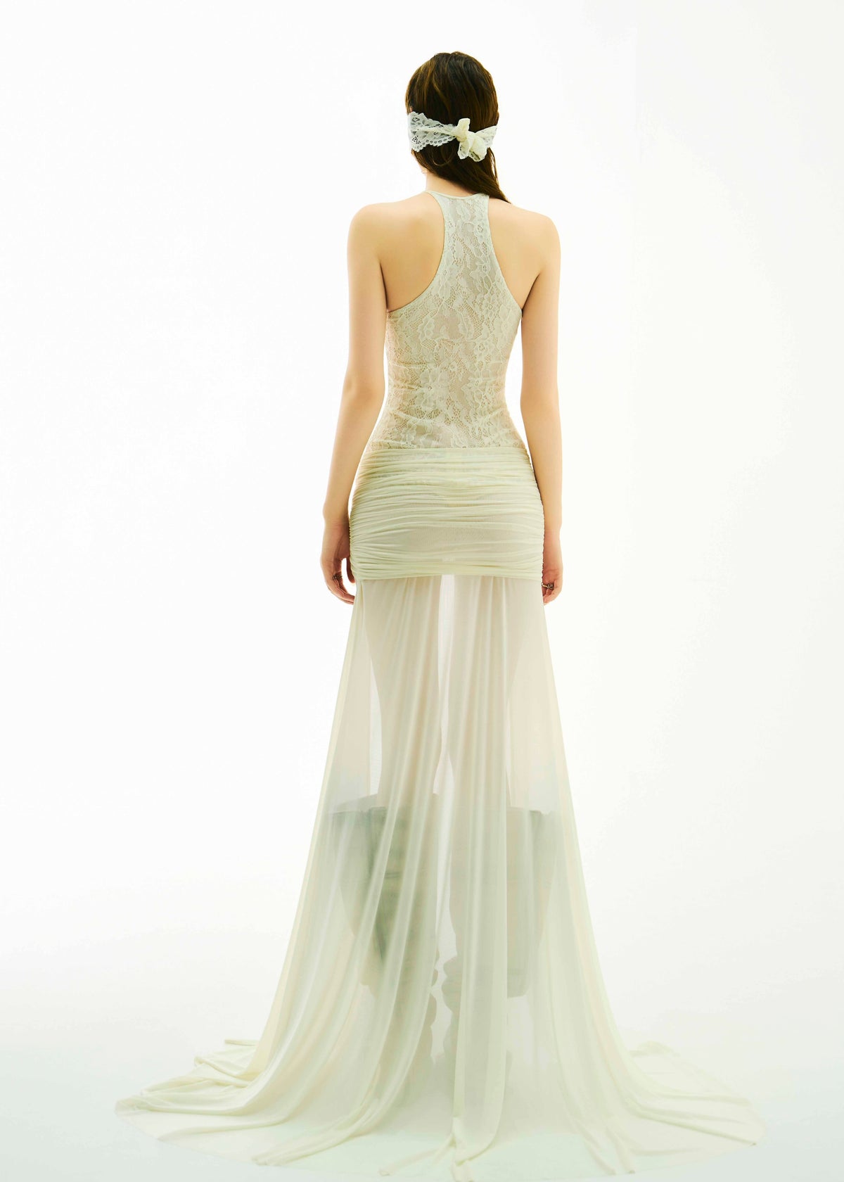 BONG Lace Wrapped Hips Split Dress