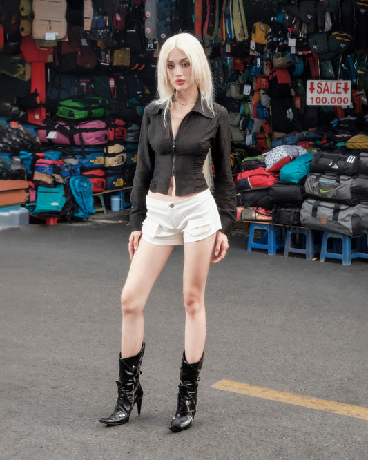 Sizzle Shirred Silk Shirt