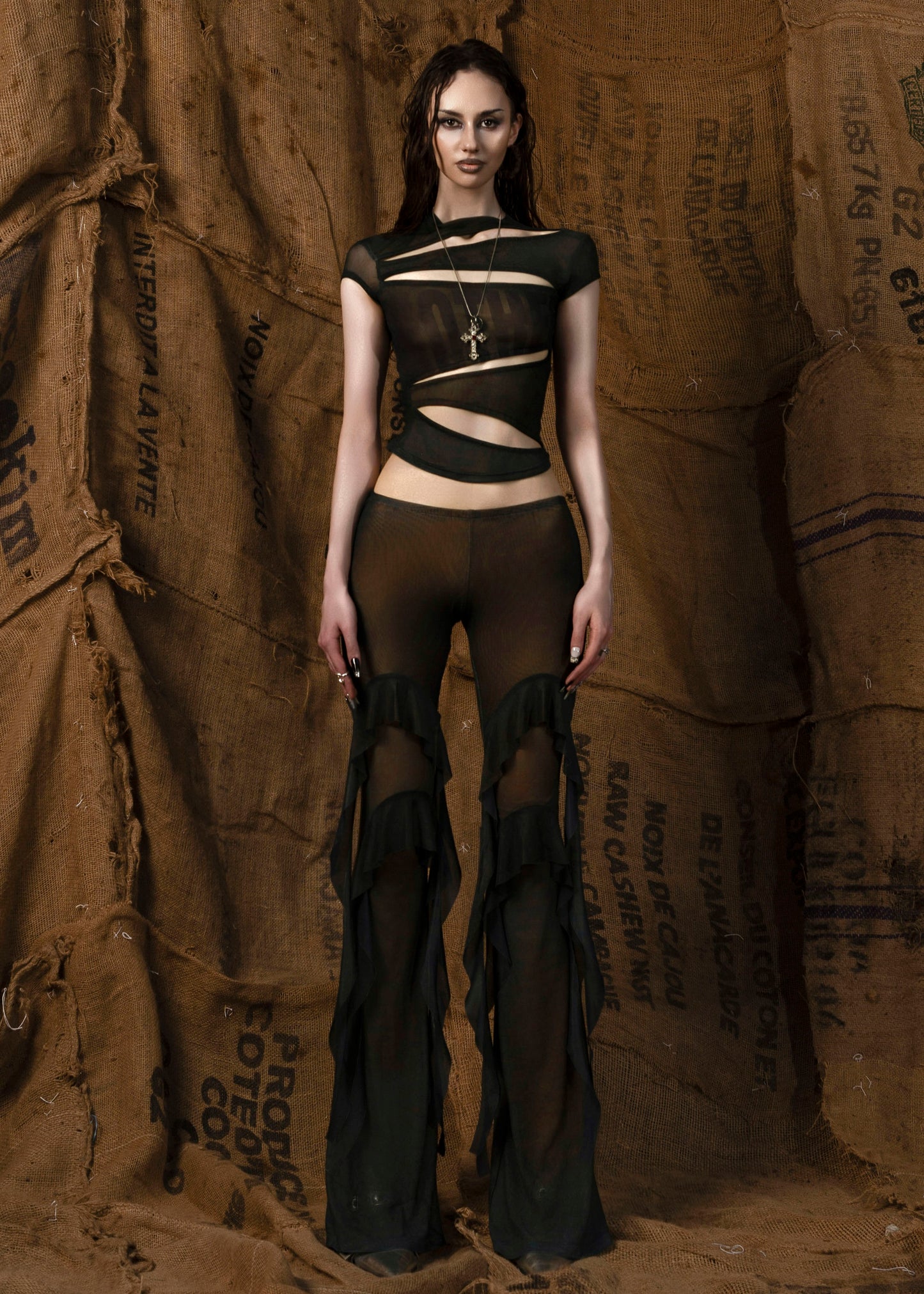 Mother Cut Out Mesh Top