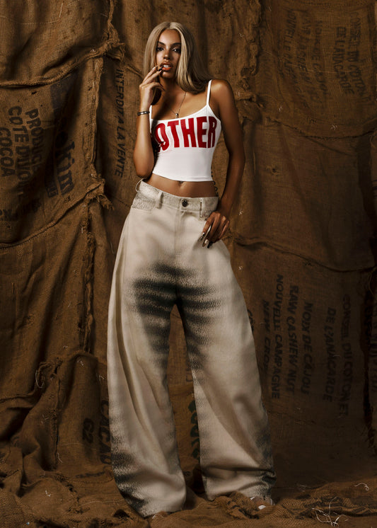 Mother Scratches Printed Jeans