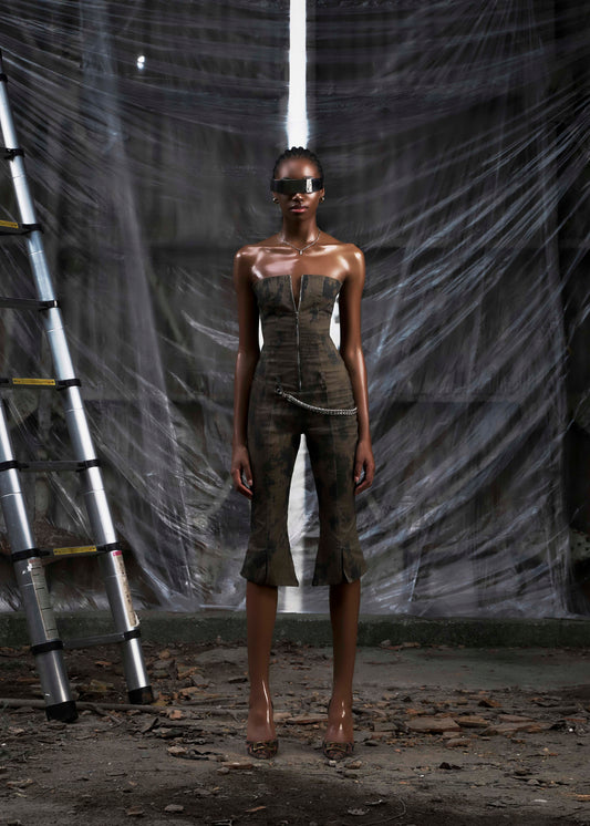 NONE Strapless Flared Jumpsuit