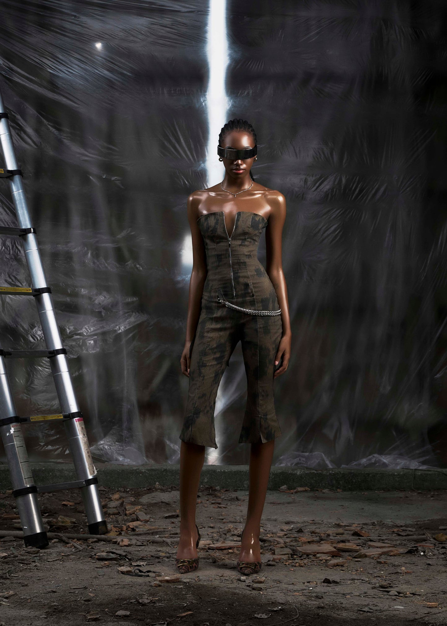 NONE Strapless Flared Jumpsuit