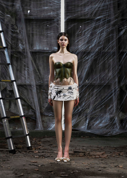 NONE Dirty Ruffle Sides Mini Skirt