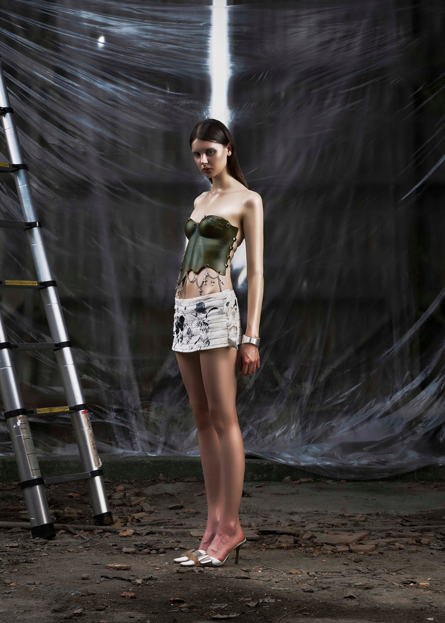 NONE Dirty Ruffle Sides Mini Skirt
