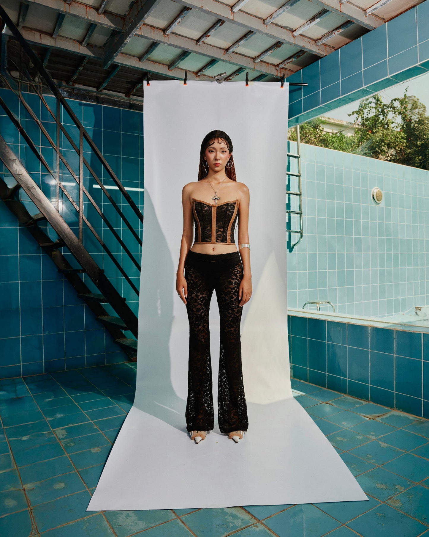 BAE Black Lace Flared Pants