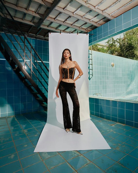 BAE Black Lace Flared Pants