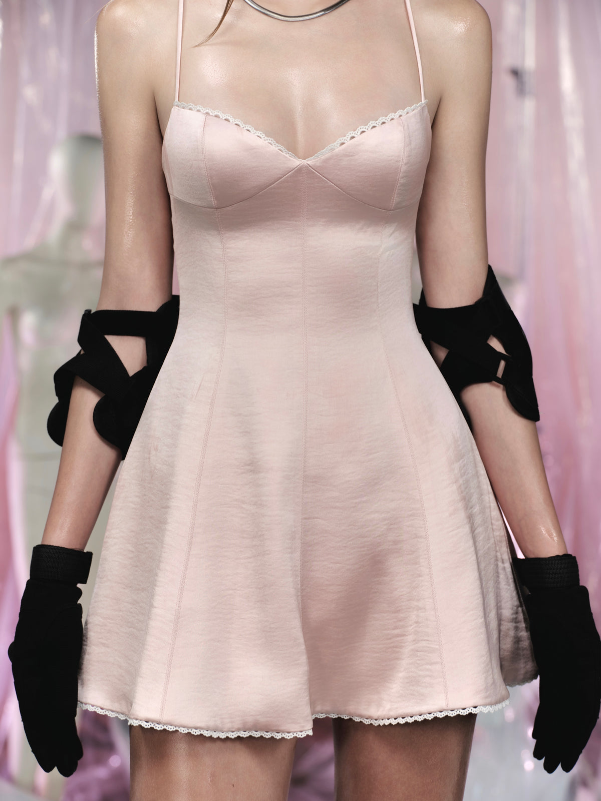 LABEL Silk Cami Flared Mini Dress