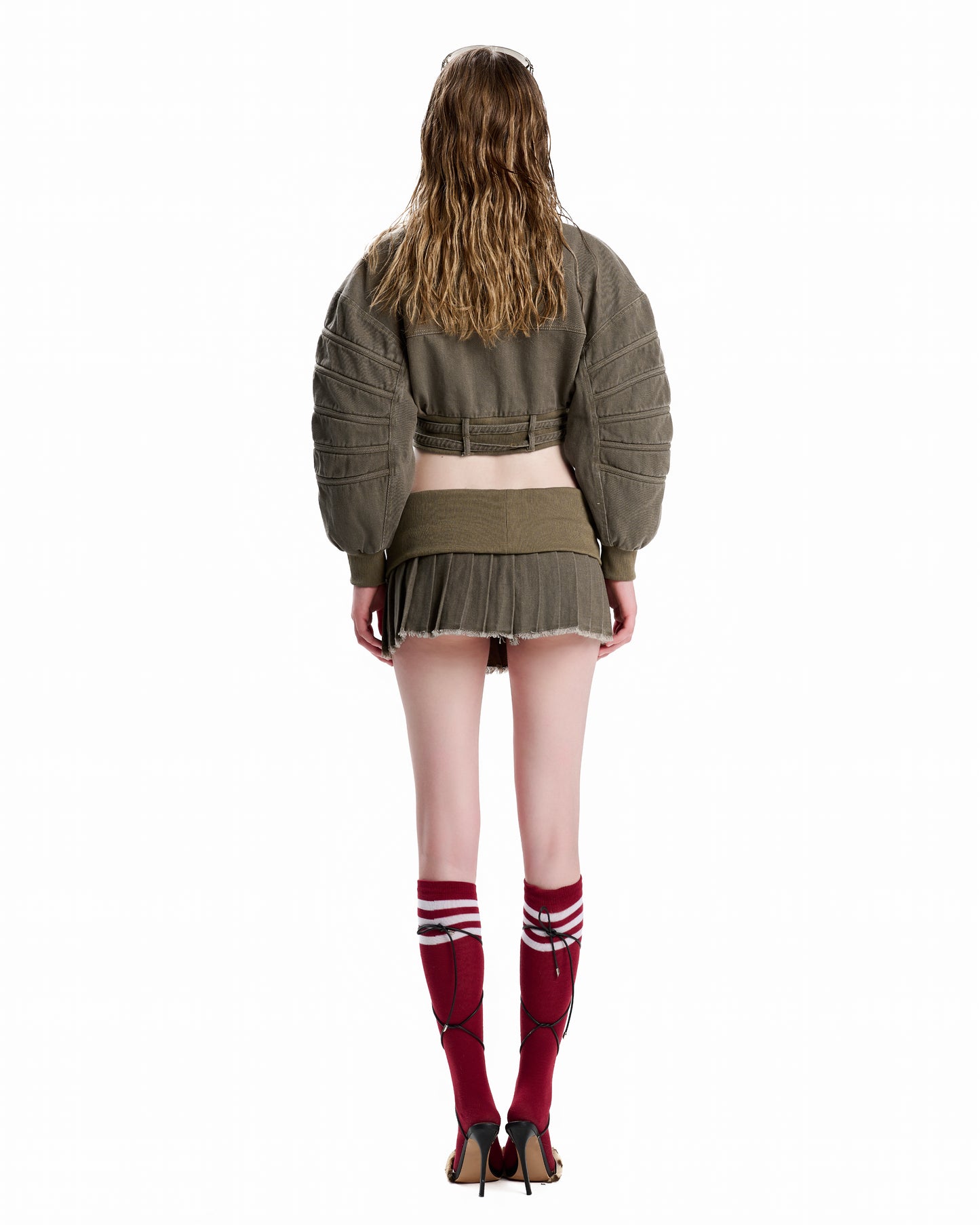 SG.S Pleated Mini Khaki Skirt