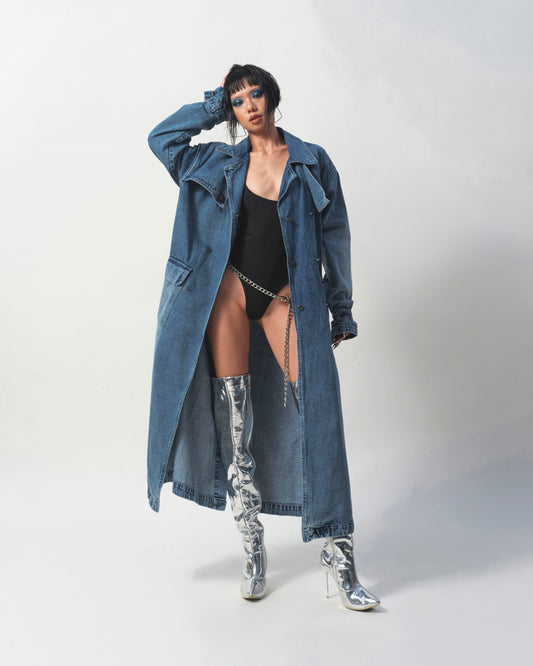 BLUM - Double Breasted Denim Trench Coat