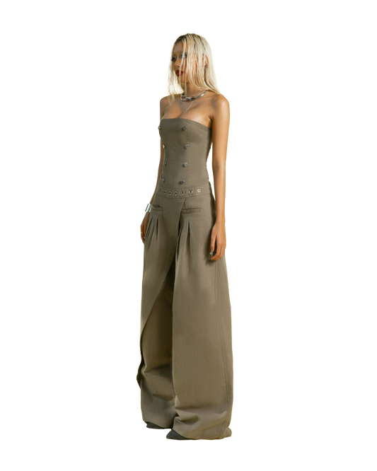 Puzzle Double Breasted Strapless Jumpsuit