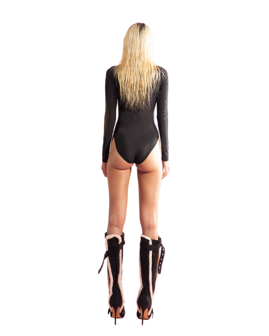 Puzzle Mesh Long Sleeve Bodysuit