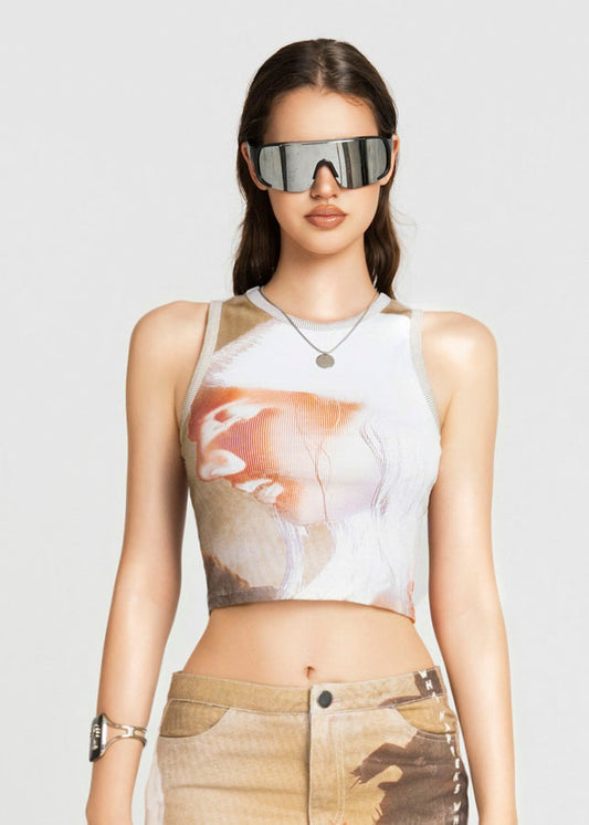 MAP Face Printed Cropped Top