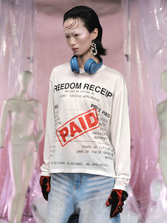 LABEL Receipt Printed Long Sleeve TShirt