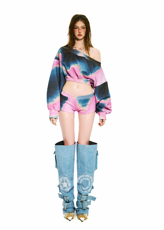 BONG Printed Cropped Sweater