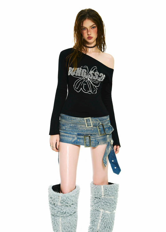 BONG One Shoulder Long Sleeves Top