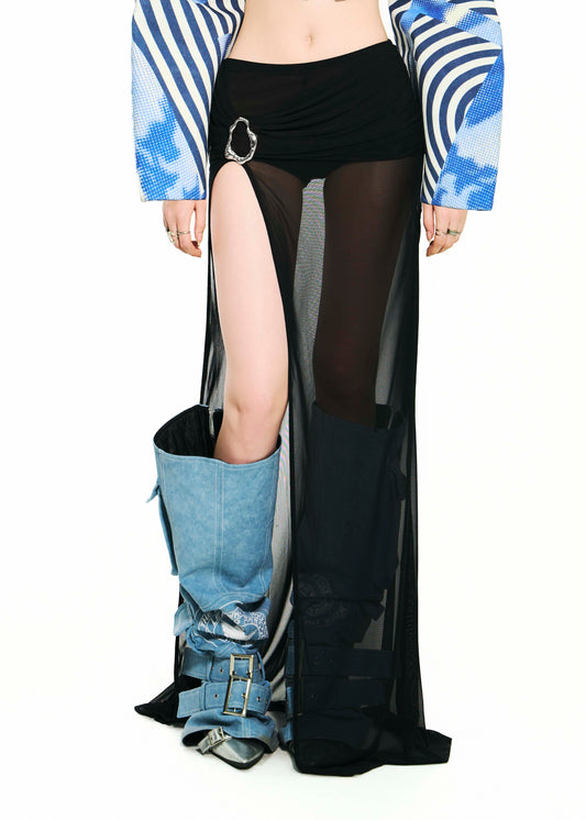 BONG Split Mesh Maxi Skirt