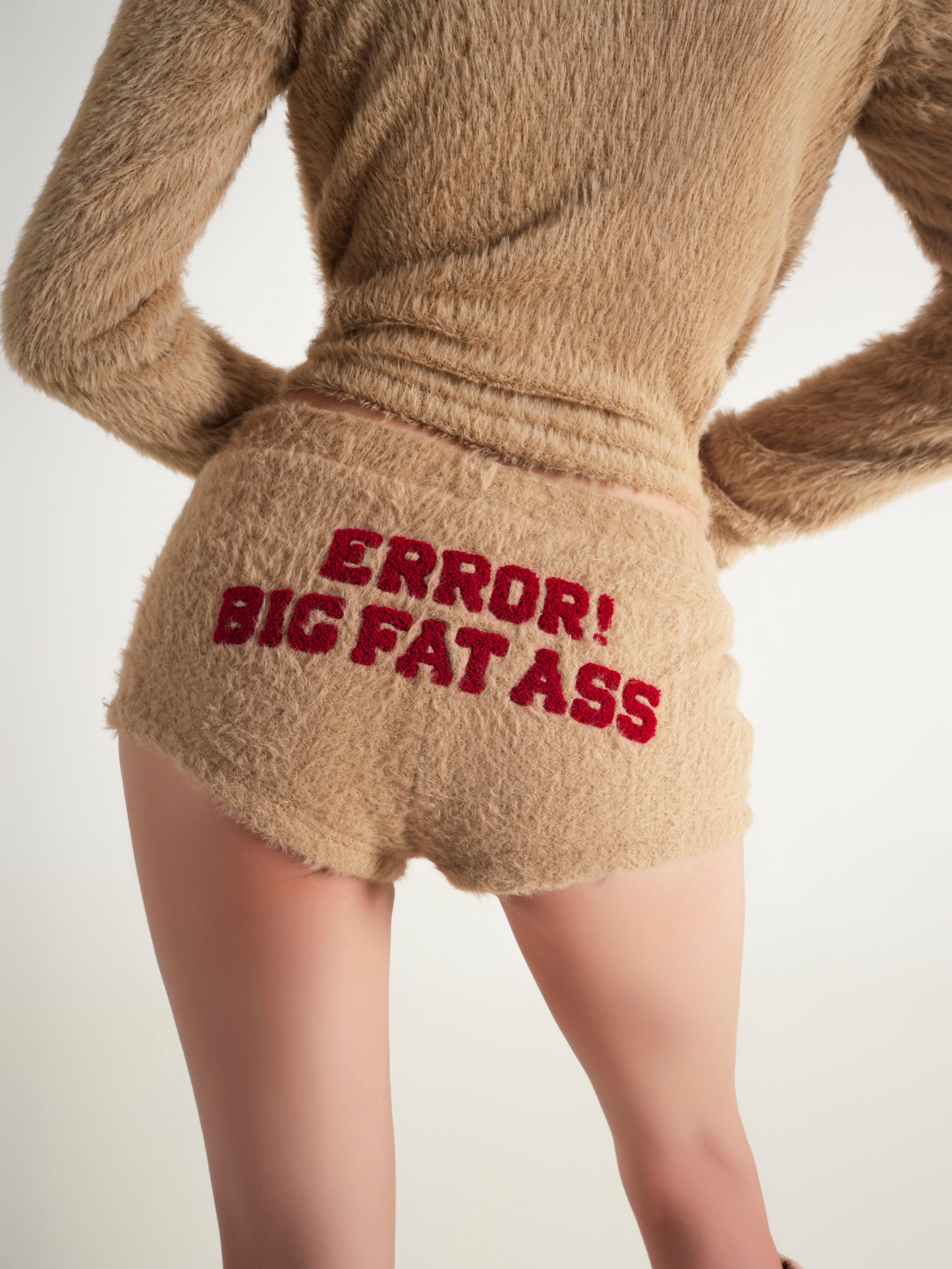 Error Embroidered Mohair Mini Shorts