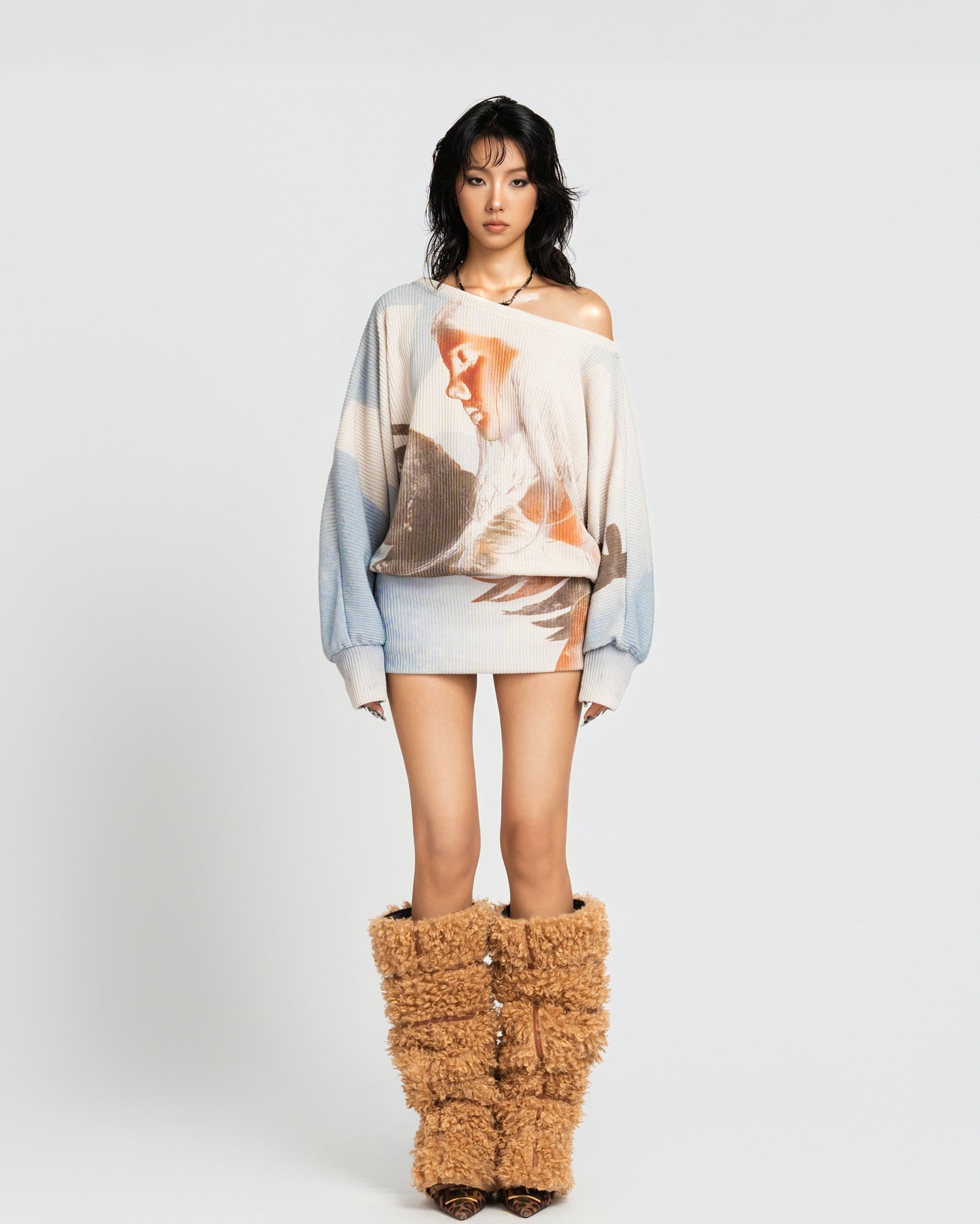 MAP Knit Batwing Sleeve Mini Dress