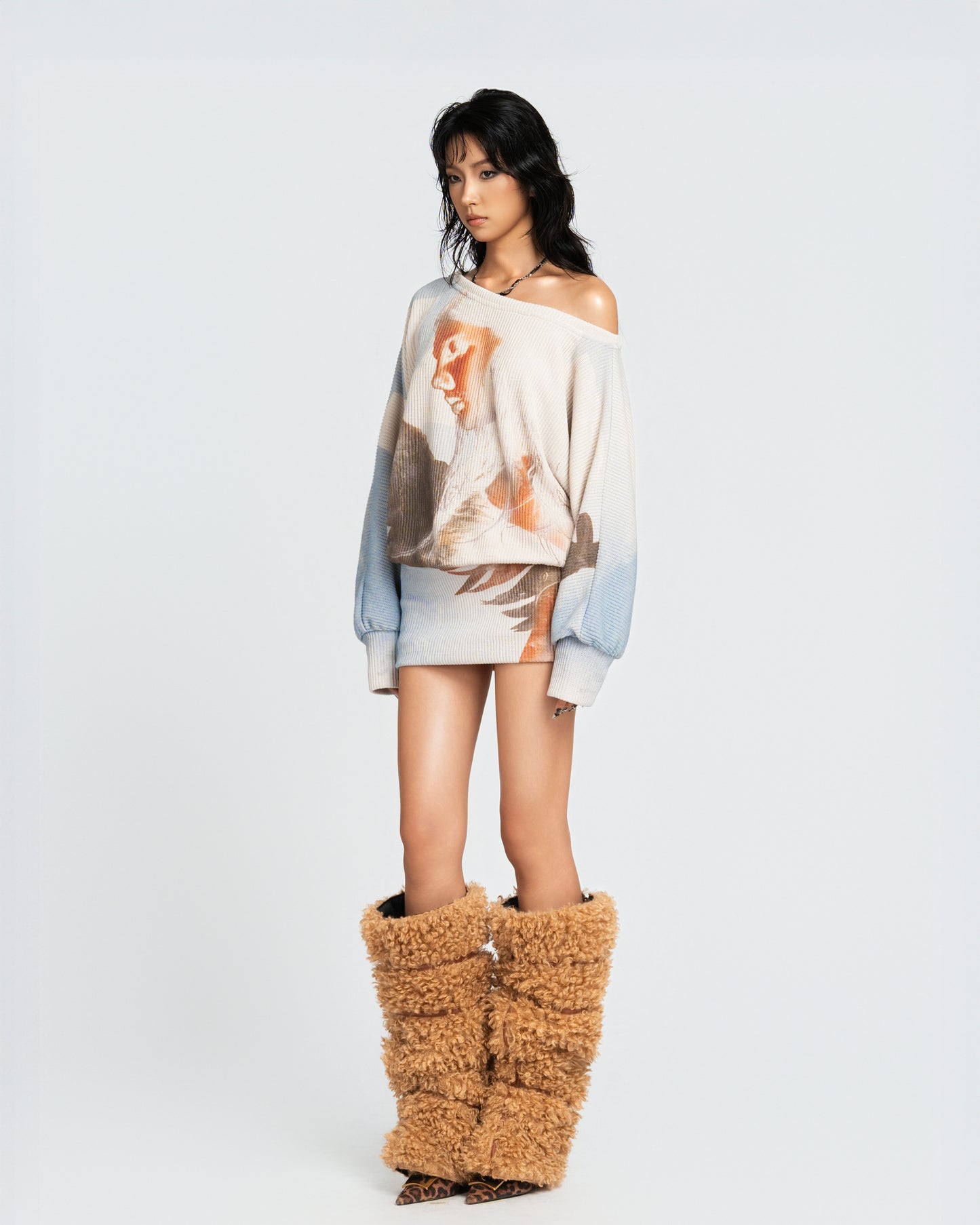 MAP Knit Batwing Sleeve Mini Dress