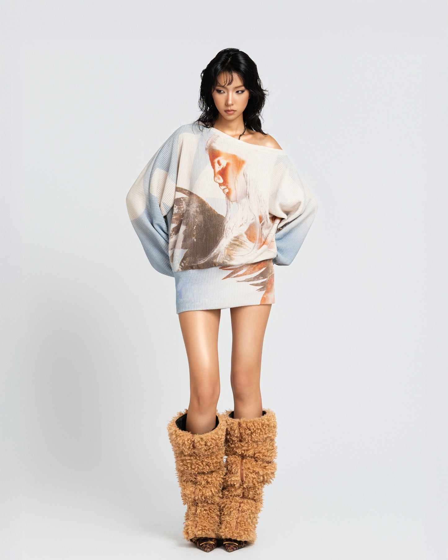 MAP Knit Batwing Sleeve Mini Dress