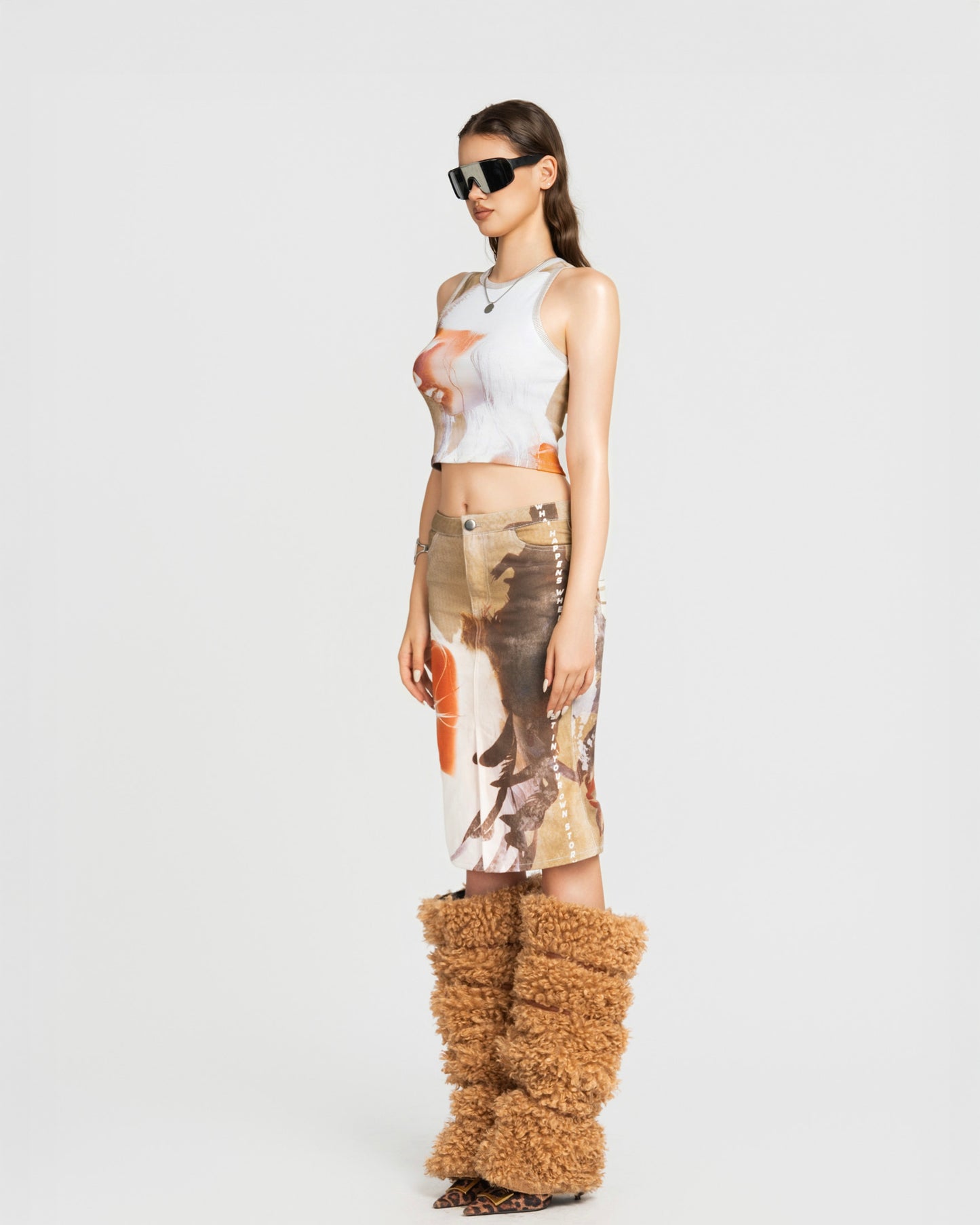 MAP Face Printed Cropped Top