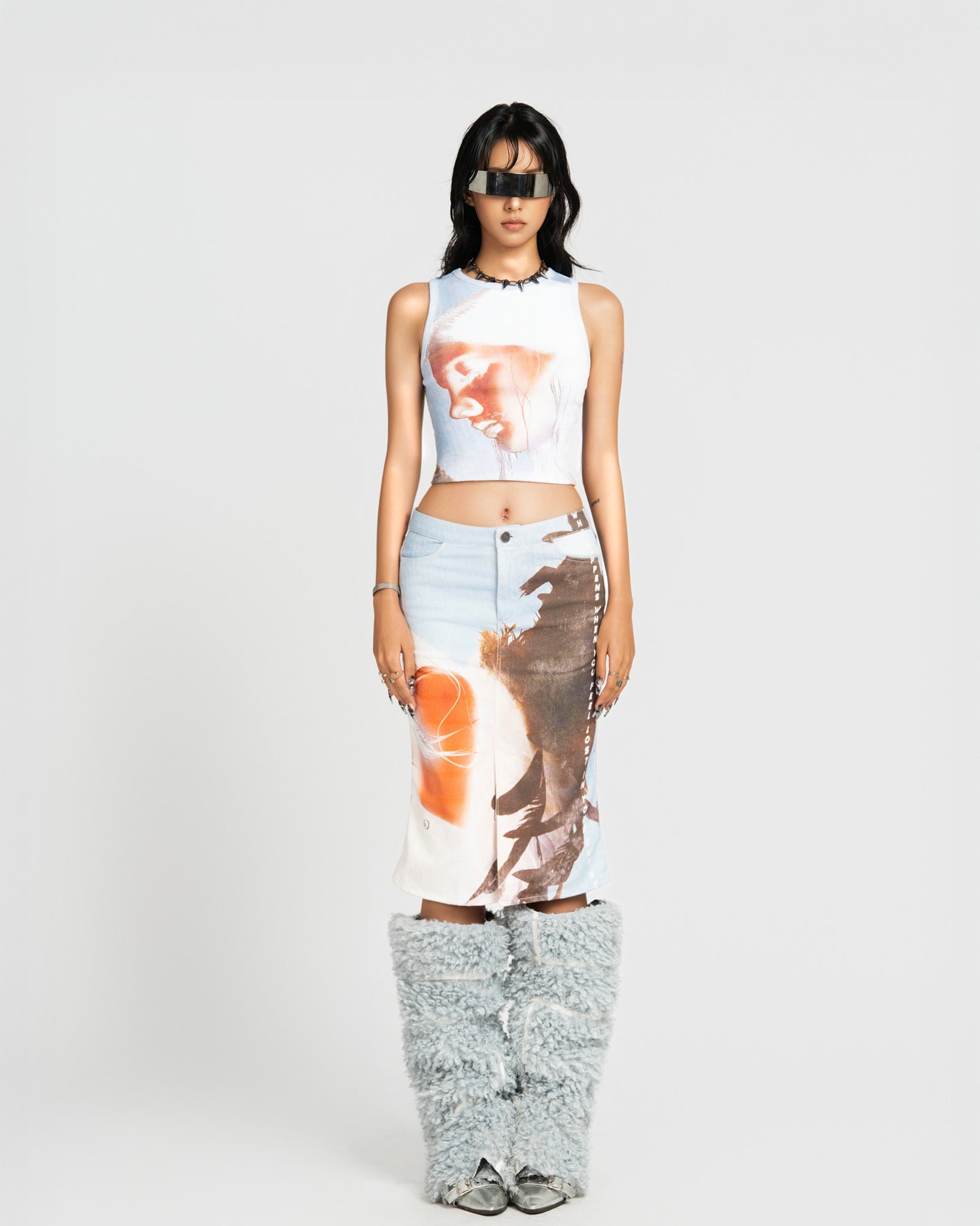 MAP Face Printed Cropped Top