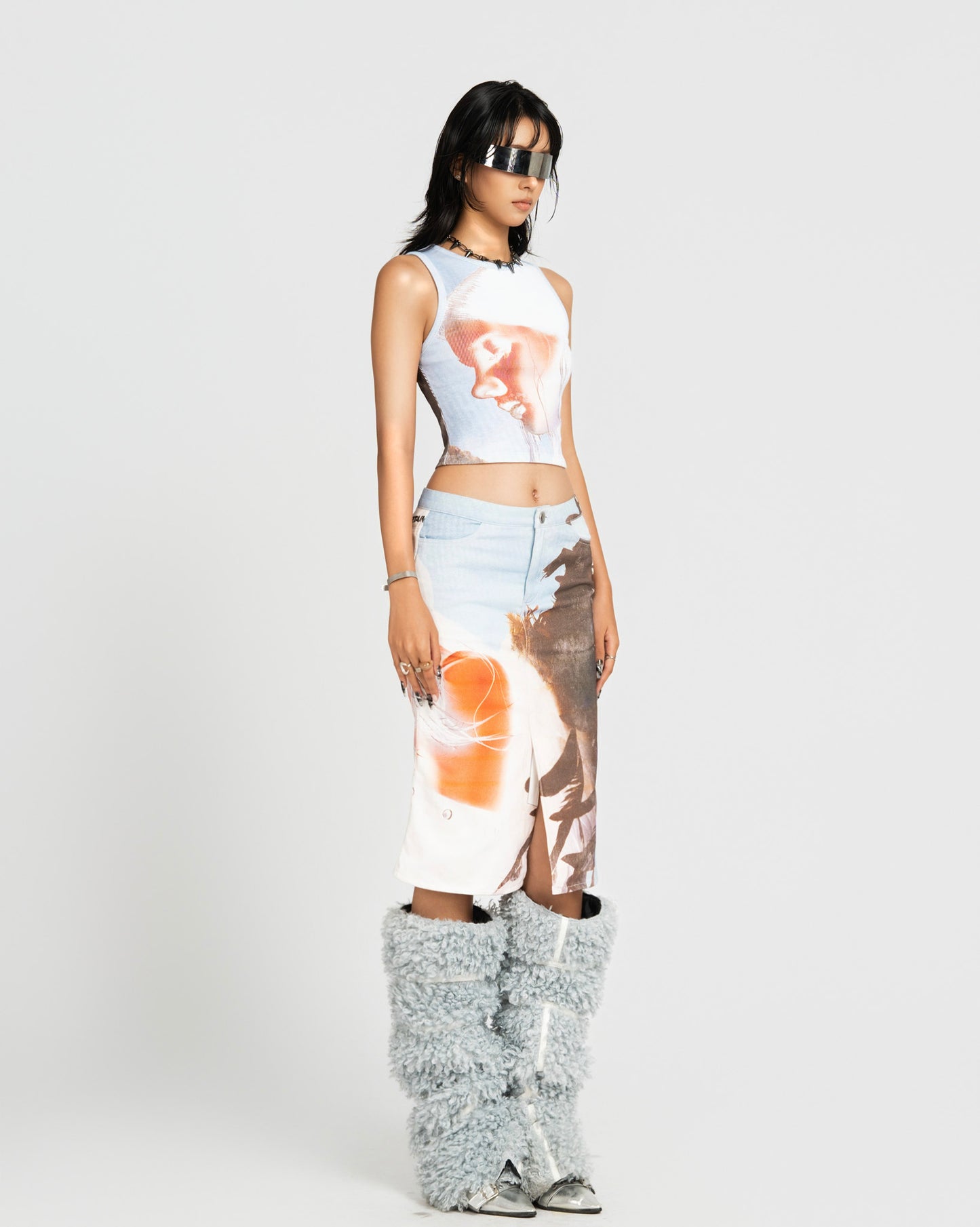 MAP Face Printed Cropped Top