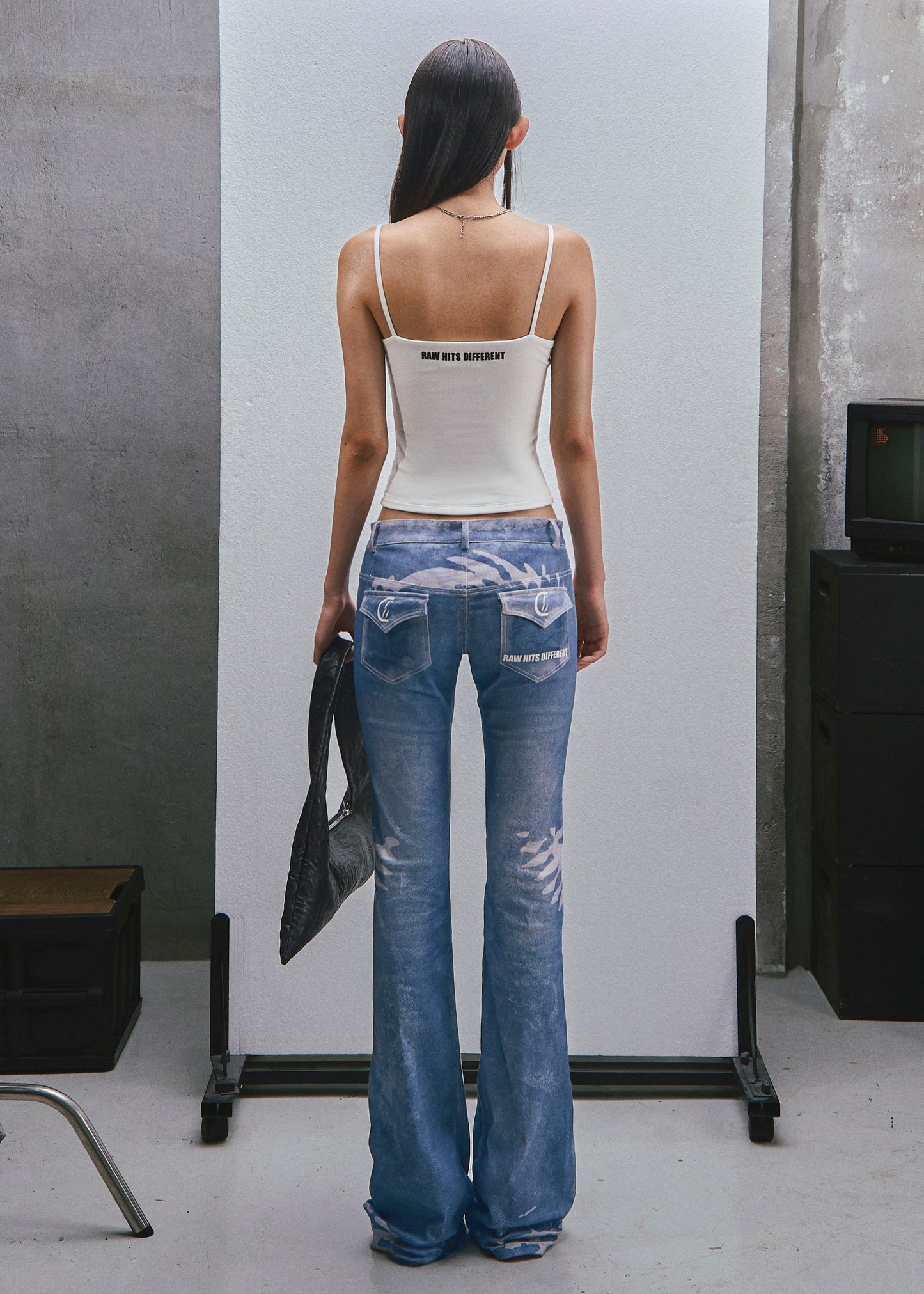 RAW Low Waist Printed Flared Jeans