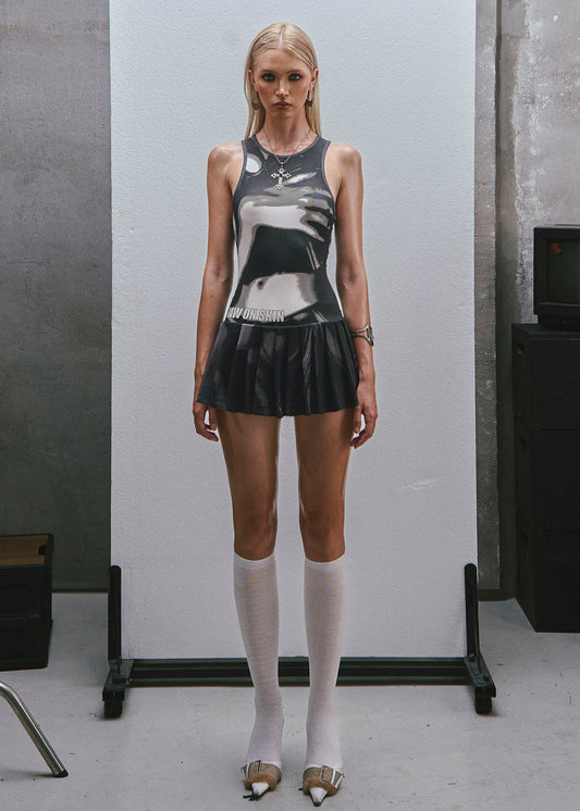 RAW Printed Tank Pleated Mini Dress