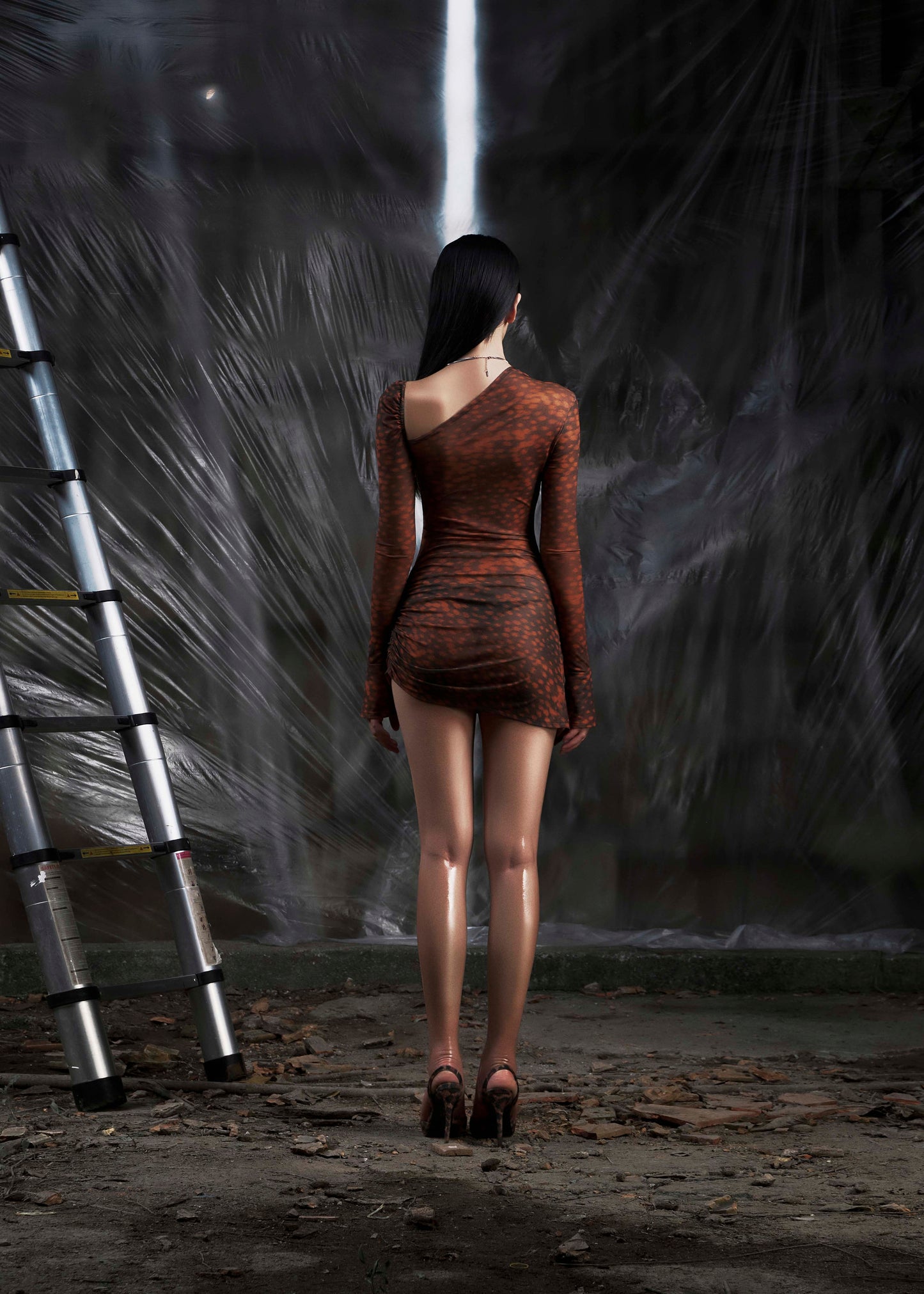 NONE Asymmetric Split Thigh Mini Dress