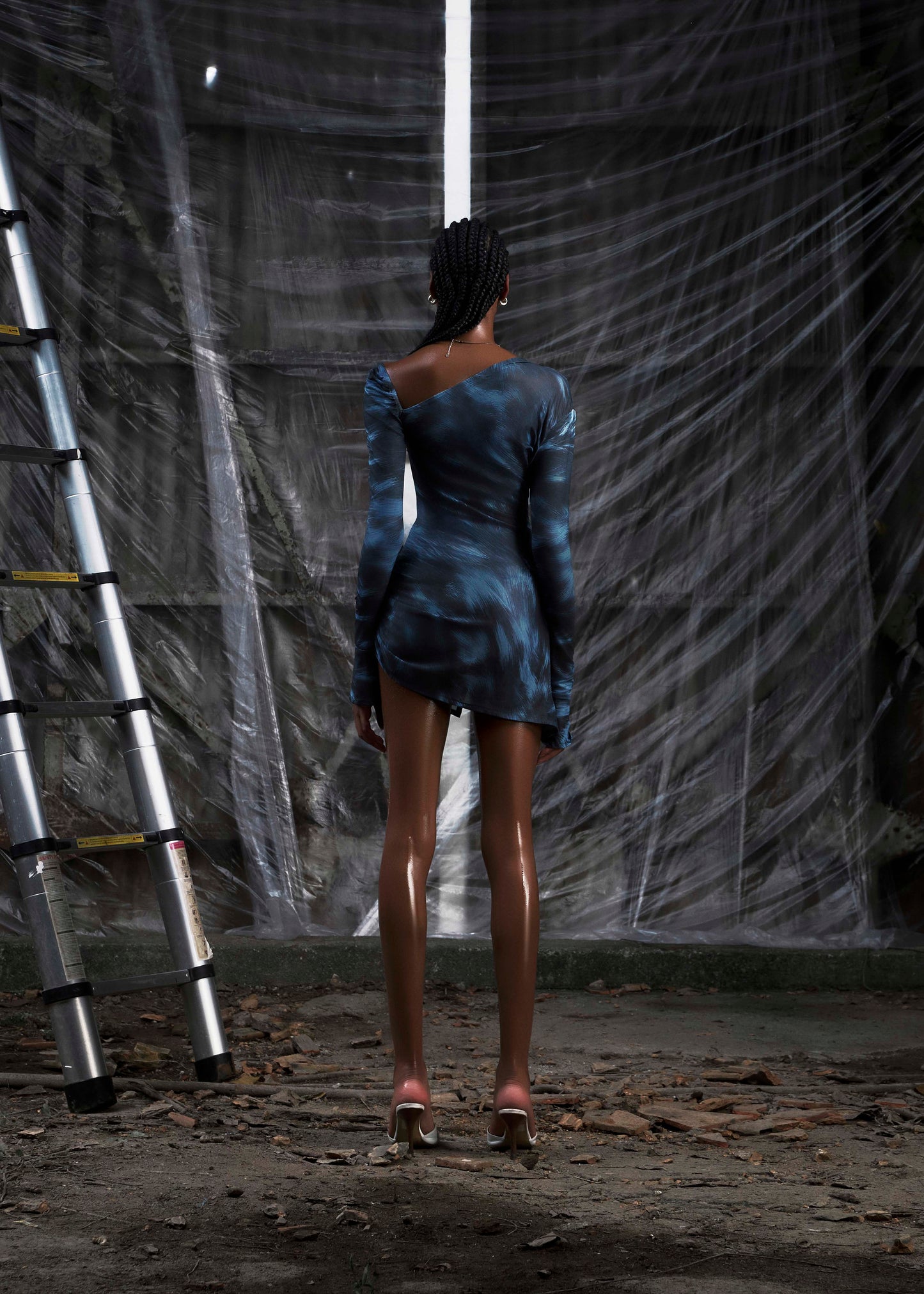 NONE Asymmetric Split Thigh Mini Dress