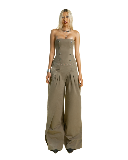 Puzzle Double Breasted Strapless Jumpsuit